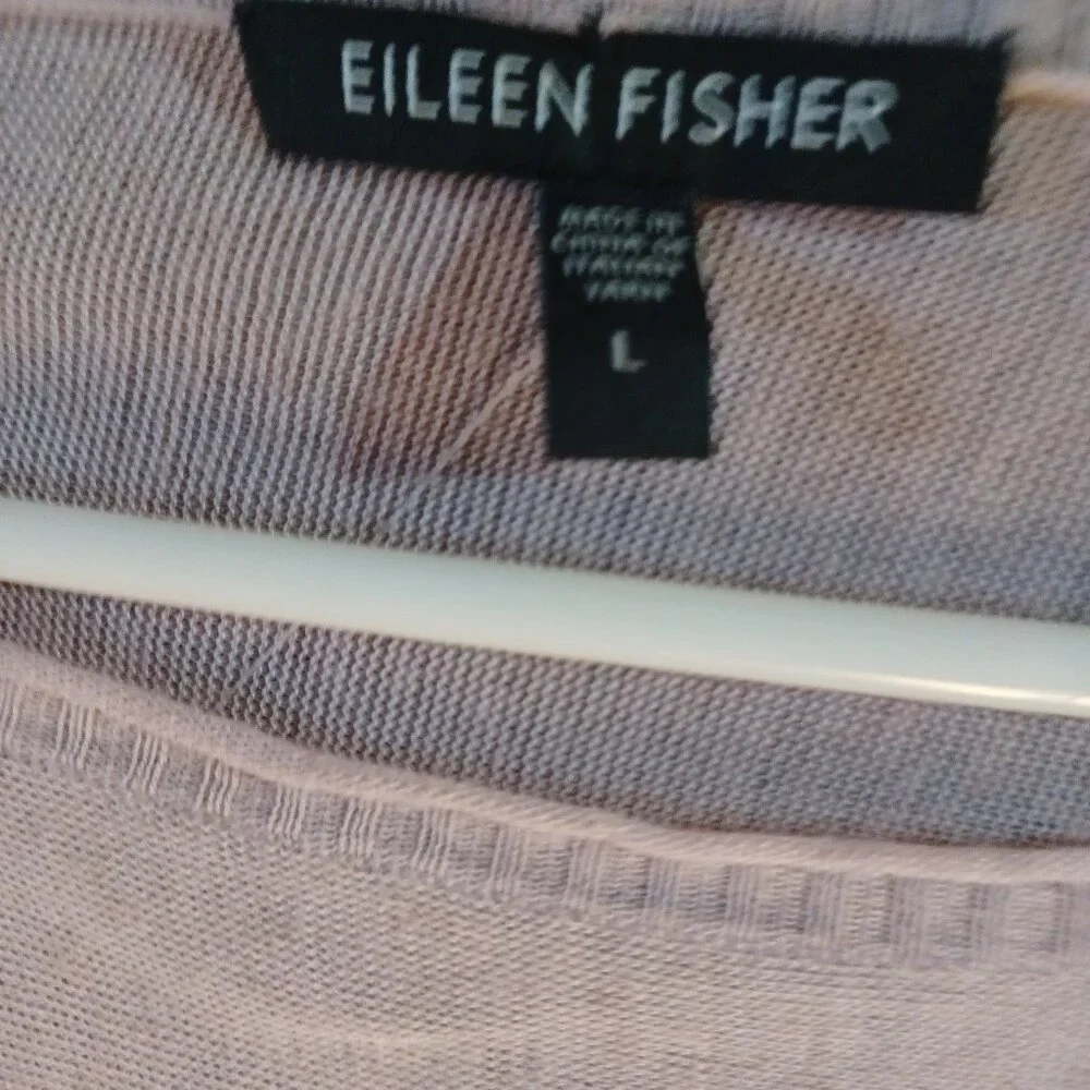 Eileen Fisher Sheer Viscose Linen Light Muted Pink Pullover Sweater Size L - Picture 4 of 7
